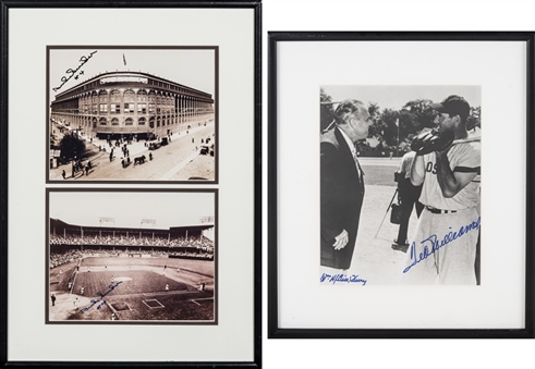 Lot of (2) Framed Photographs Featuring Duke Snider Single-Signed Ebbets Field Photo In 16 x 22 Display & A Dual-Signed Ted Williams & Bill Terry Photo In 13 x 15 Display (Beckett)